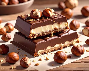 _ai, png, hazelnut, chocolate, creamy, filling, bar, treat, nuts, dessert, indulgence,