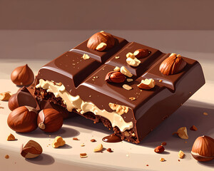 _ai, png, hazelnut, chocolate, creamy, filling, bar, treat, nuts, dessert, indulgence,