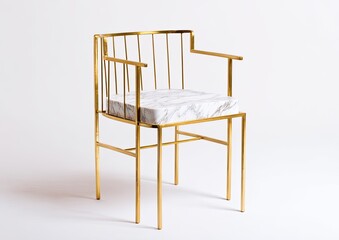 Gold-framed chair with marble seat