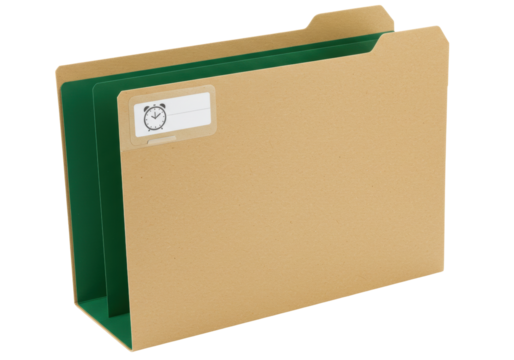 Isolated file folder mockup with a label, desk organizer, business document supply, time record