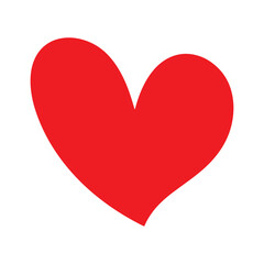 Bright Solid Red Love Heart Symbol Simple Vector Icon Graphic Isolated on White Background