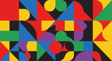 Obraz premium Colorful geometric shapes arranged in a dynamic and visually engaging abstract composition.