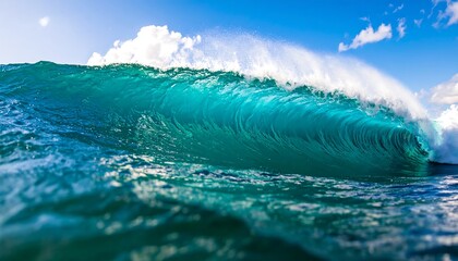 Powerful turquoise wave cresting