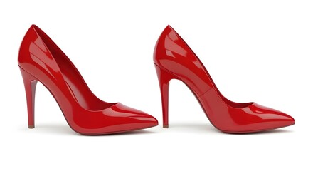 Elegant Red Patent Leather Stiletto High Heels for Women's Fashion Retail isolated PNG with Transparent Background