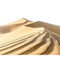 Breathtaking desert landscape features sculpted sand dunes, sculpted by wind