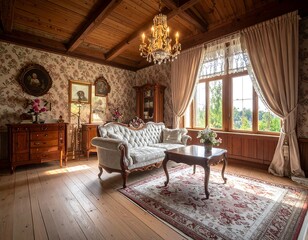 Cozy antique living room