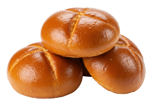 Isolated Kaiser rolls stack, delicious crusty fresh bakery food, morning bun snack meal