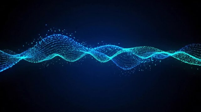 Simple Digital Waveform An abstract simple illustration of sound waves on a dark background