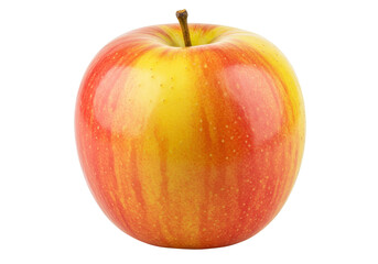 Isolated Honeycrisp apple, round shape with red and yellow peel on a plain surface, food fruit
