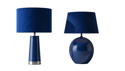  Two modern navy blue lamps with sleek contemporary design, isolated on transparent background