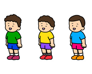 立って話すアジア人の男の子　3人