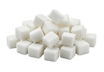 Isolated sugar cube pile, a heap of sweetness for drinks and pastries, a raw food material