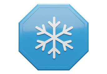 Fototapeta premium Isolated blue octagon with a white snowflake in center, symbol of winter or cold weather