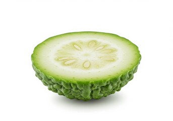 Half Green Zucchini Showing Seeds Isolated on White