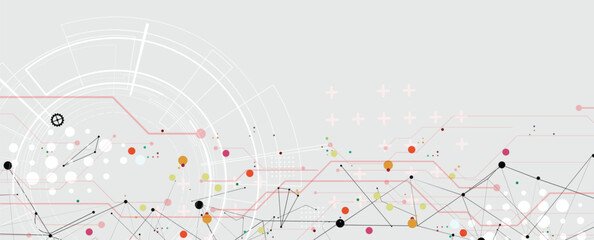 Scientific circle design with technical vector elements technology data background