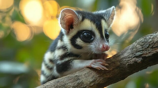 Adorable Spotted Cuscus Perched on a Branch in the Forest.
