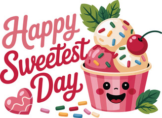 Happy Sweetest Day Ice Cream Cup with Cute Design