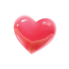 Shiny Pink Red Glass Love Heart Shape Smooth 3D Rendered Object Symbol Vector Isolated