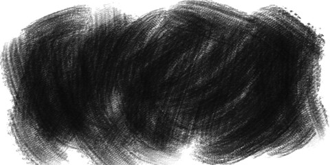 Black watercolor brush stroke isolated on transparent background for design element