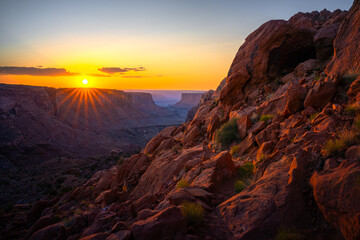 sunset near moab in canyonlands island in the sky in utah, usa