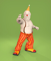 Statue of Socrates.Socrates with a red clown nose and hat. 3D rendering