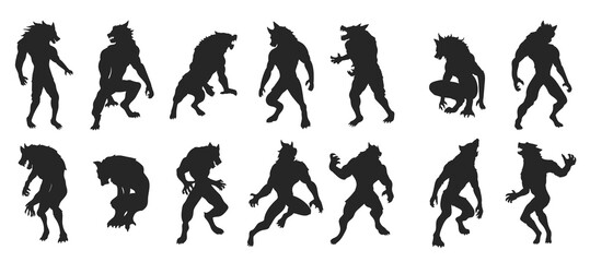illustration of a howling werewolf silhouette wolfman 