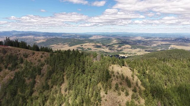 Zlatibor, Serbia. Flying Above Hills Under Tornik Summit, Pine Forest and Horizon on Sunny Summer Day