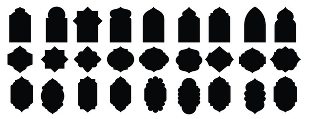 old mosque windows shape in oriental style islamic door