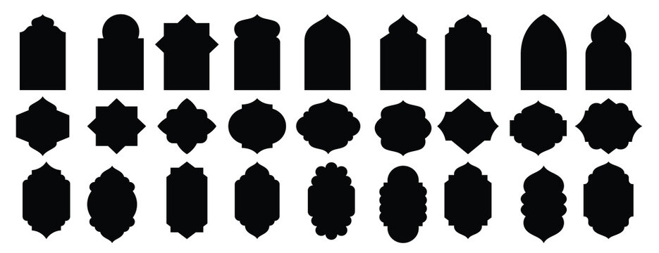 old mosque windows shape in oriental style islamic door