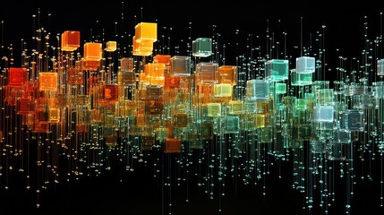 Abstract colorful cubes on black background