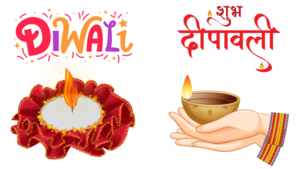 Traditional Diwali Graphic Set | Diyas, Lamps, and Festival Elements Vector, Happy Diwali Greeting Card Set | Festive Wishes and Typography Vector Bundle, Diwali Icon Set | Diya, Firecracker, Lantern,