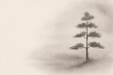 A lone tree captured in minimalist art style