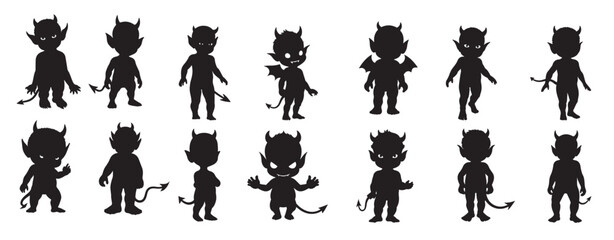 little devil silhouette white background 
