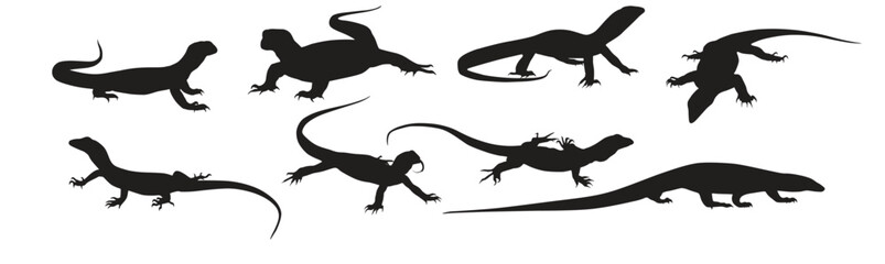 lizard silhouette set vector illustration