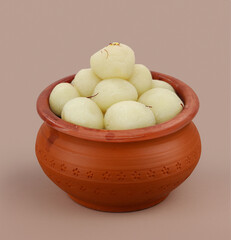 Traditional Sweets Rasgulla Served in a Clay Pot