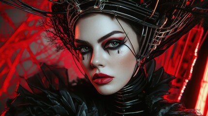 Woman in fantasy gothic attire studio portrait