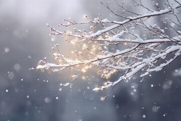 Serene Winter Scene with Snow-Covered Branches