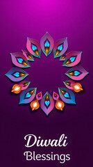 A glowing circle of diyas in vivid pinks and purples symbolizes unity, celebration, and Diwali’s divine radiance.
