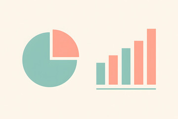 Minimal pie and bar charts in soft pastel colors