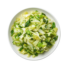 Freshly Chopped Green Cabbage Salad in a Bowl, Perfect for Healthy Meals and Side Dishes on transparent background