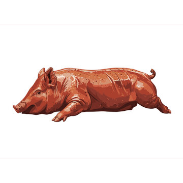 Traditional Filipino Roast Pig, Lechon Vector Illustration, Warm and Festive