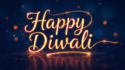 Happy Diwali light trail abstract sparkler text design
