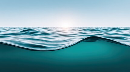 Calm Ocean Waves at Sunrise with Soft Light Reflections and Tranquil Atmosphere Over Serene Water Surface