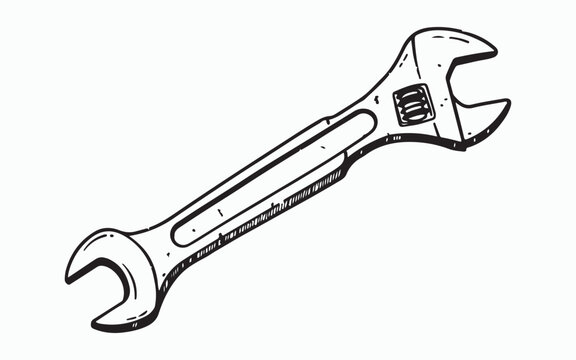 Wrench: Isolated and detailed illustration of a mechanic's tool, ideal for projects, repairs, and engineering concepts.