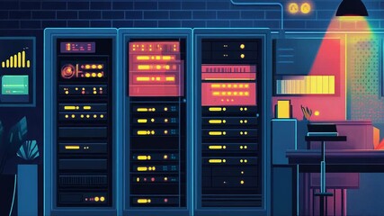 Server racks in modern data center providing cloud computing - Powered by Adobe