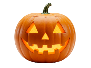 Carved pumpkin glowing with light,  Halloween.