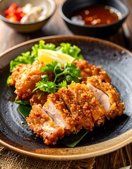 Crispy fried chicken slices on a plate
