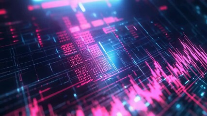 Digital waveform showing financial data grid technology - Powered by Adobe