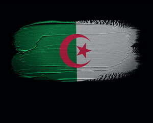 Algeria National flag brush painted on black background