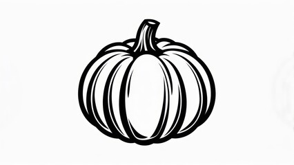Simple Black and White Illustration of a Pumpkin.